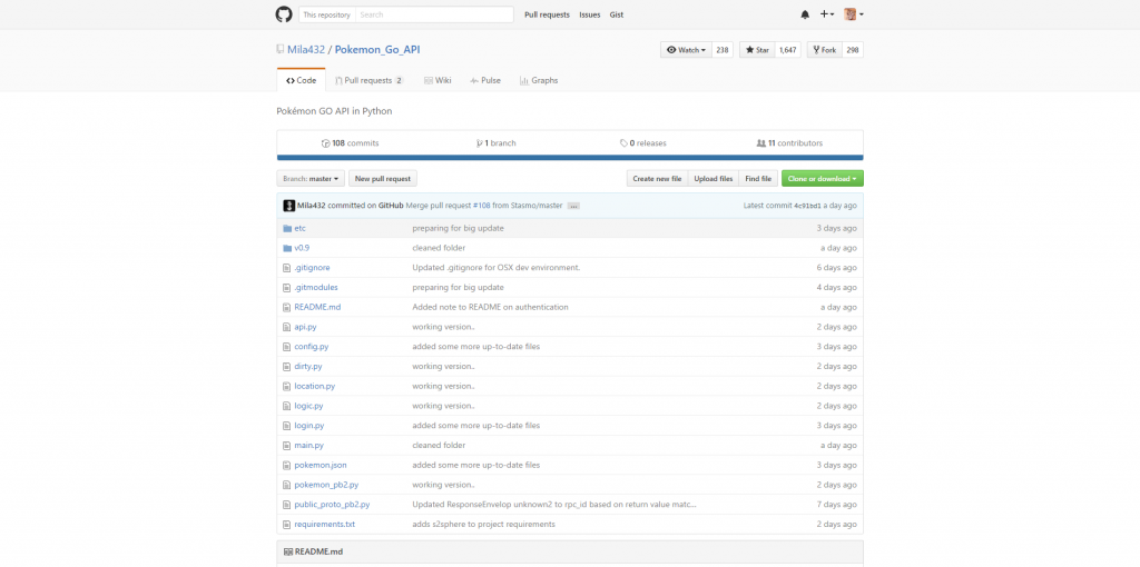 Mila432 Pokemon_Go_API Pokémon GO API in Python