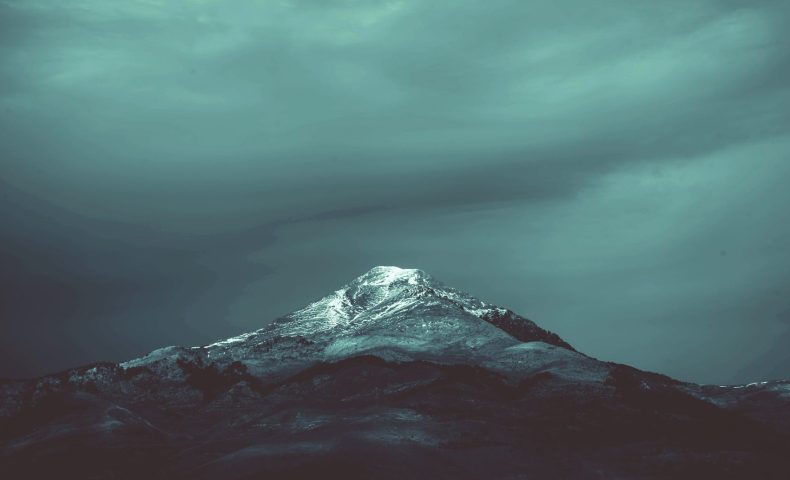 black and teal mountain