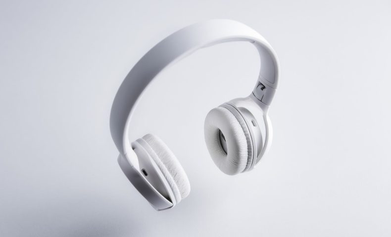 set of white wireless headphones