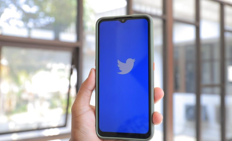 twitter logo on smartphone screen