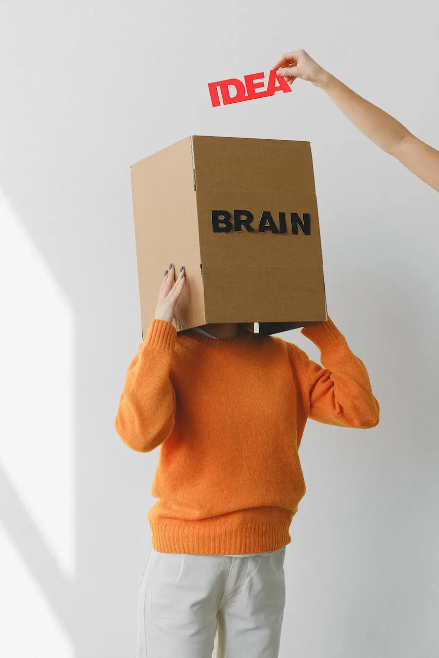 brain inscription on container on head of faceless woman