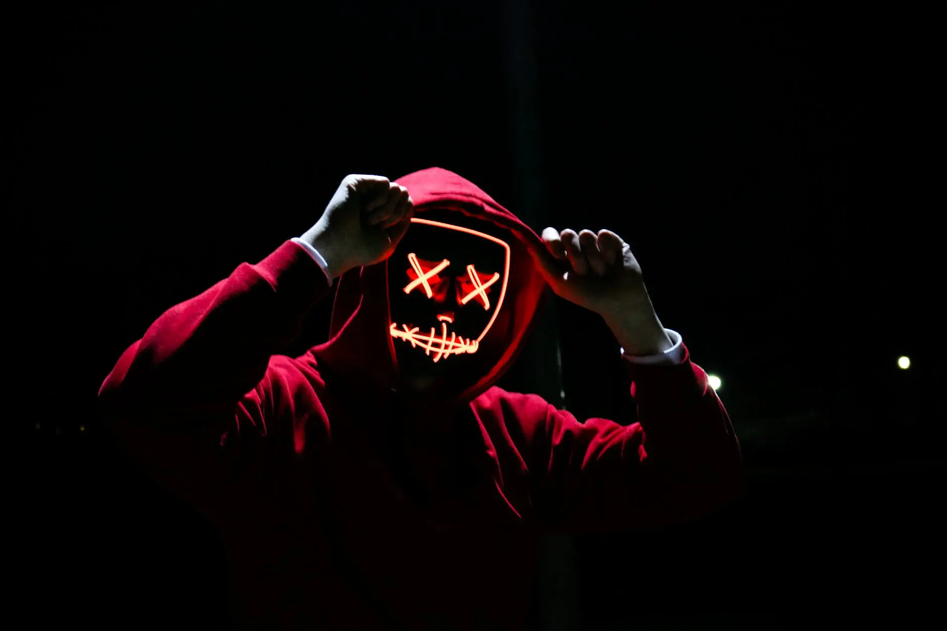 person wearing red hoodie